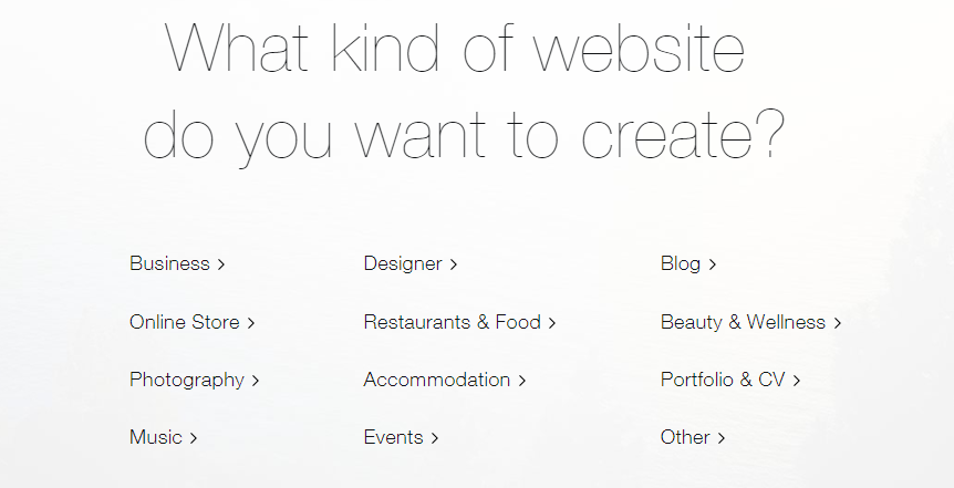 Затем вы выбираете, какой тип сайта вы хотите создать: